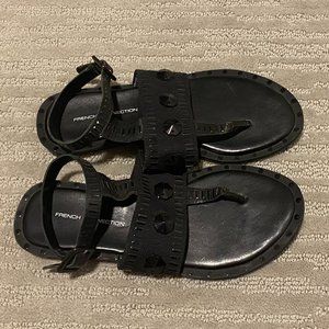 French Connection | Black stud sandals with ankle strap | Size 6